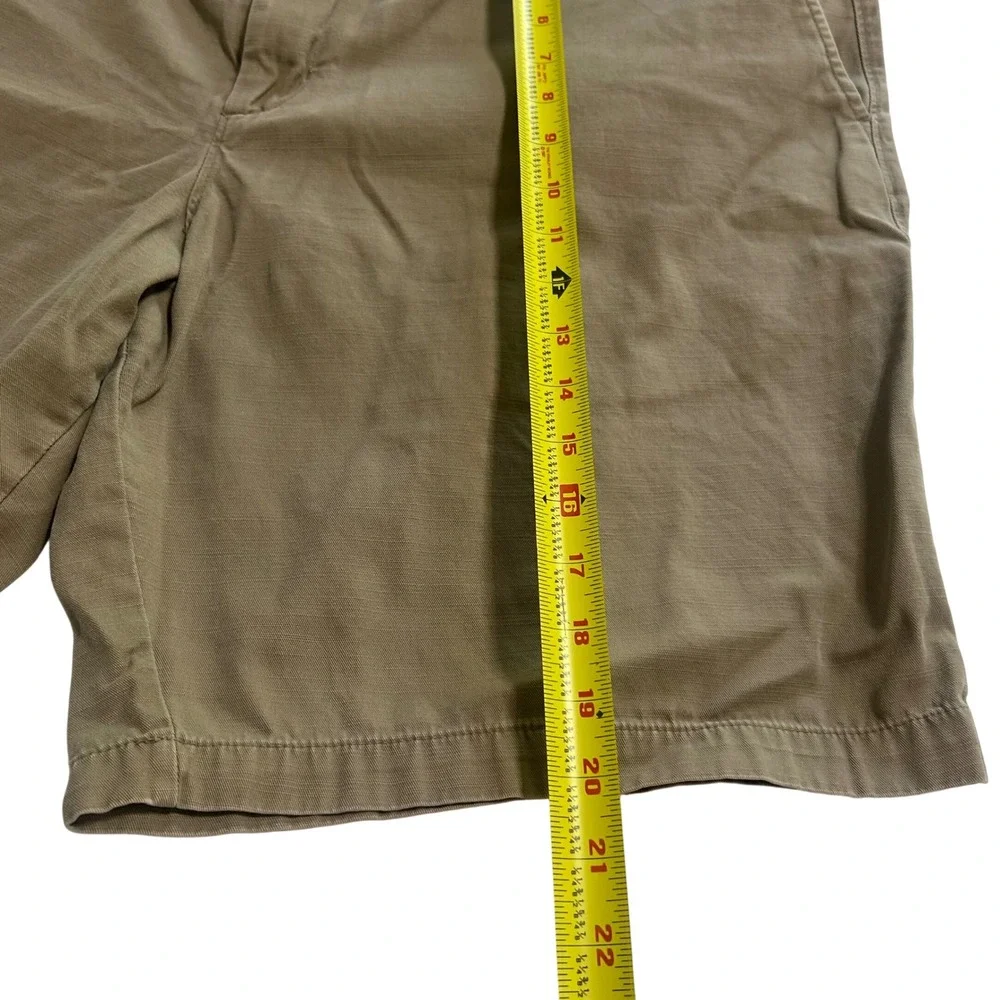 Merona Mens Khaki Tan Chino Shorts Size 42 100% Cotton Flat Front Casual Summer‎